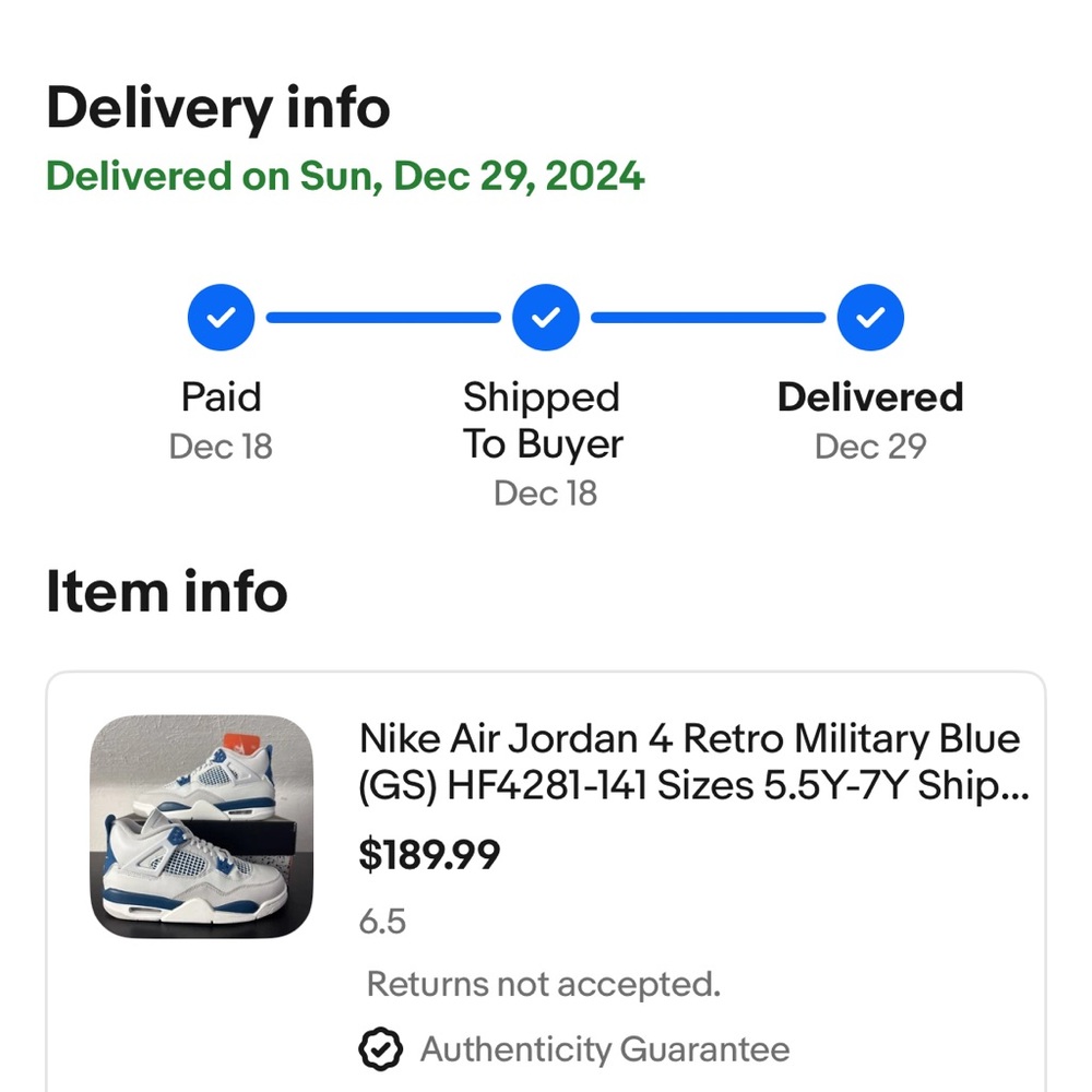 Air Jordan Retro 4 Military Blue Kids Sneakers - Picture 12 of 12
